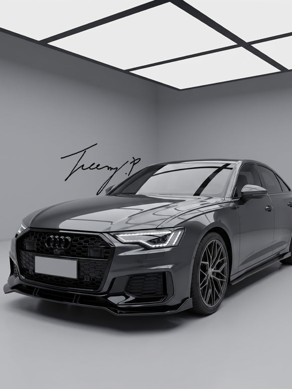 Audi A6 C8 gloss black front bumper splitter
