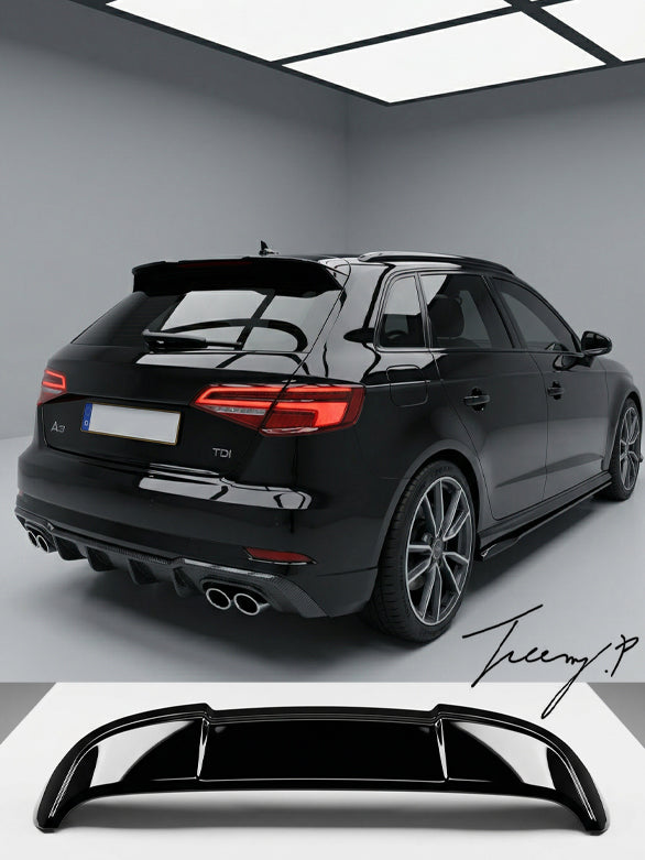 Audi A3 8V hatchback rear roof spoiler top wing lip gloss black 2014–2020
