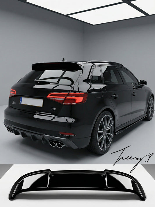 Audi A3 8V hatchback rear roof spoiler top wing lip gloss black 2014–2020
