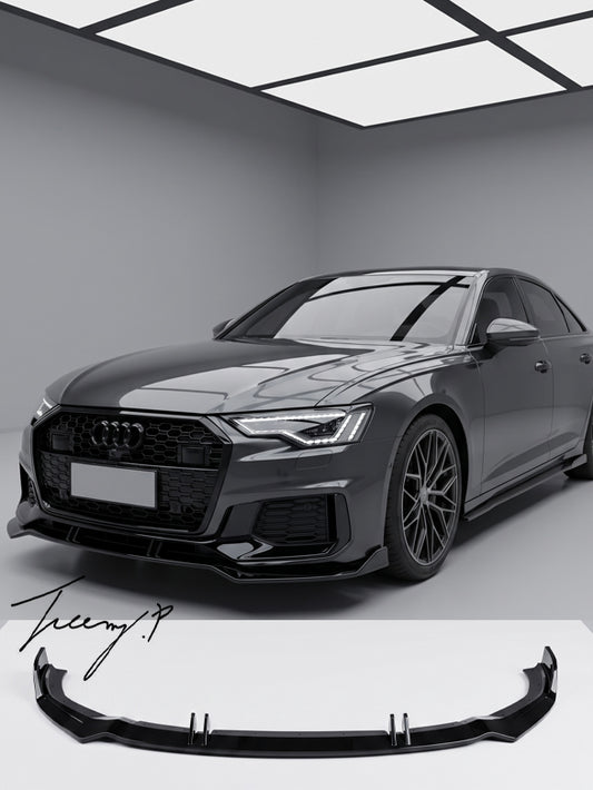 Audi A6 C8 gloss black front bumper splitter
