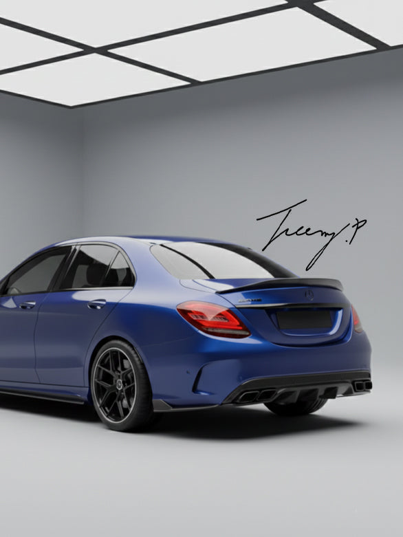 Mercedes Benz C Class W205 gloss black rear diffuser lip valance spoiler
