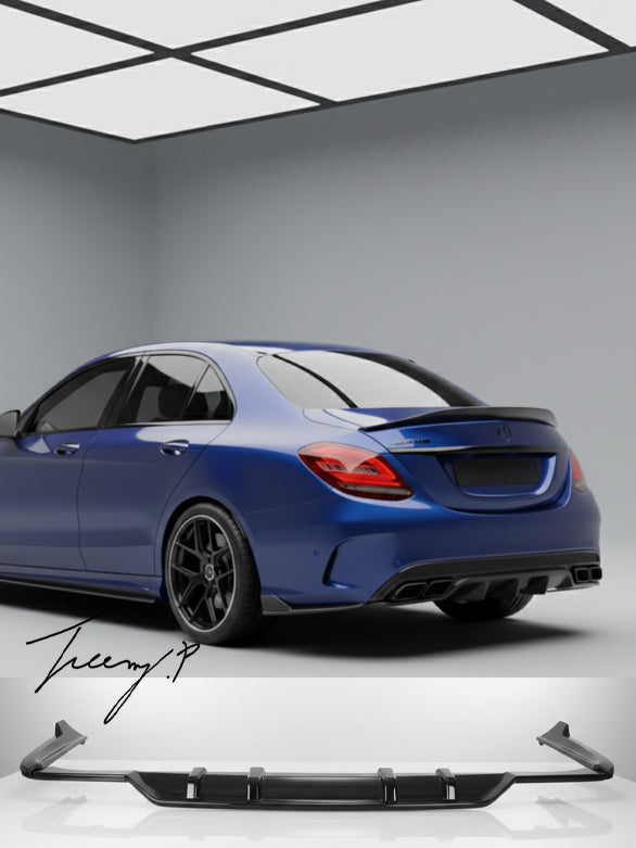 Mercedes Benz C Class W205 gloss black rear diffuser lip valance spoiler

