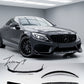 Gloss black C43 look rear diffuser, front splitter, and side skirts body kit installed on a 2016-2021 Mercedes C-Class C205 Coupe