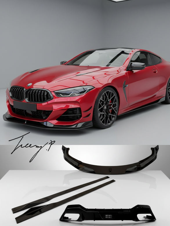 Front splitter lip, rear diffuser, and side skirts body kit installed on a 2018-2025 BMW 8 Series G14 Convertible / G15 Coupe