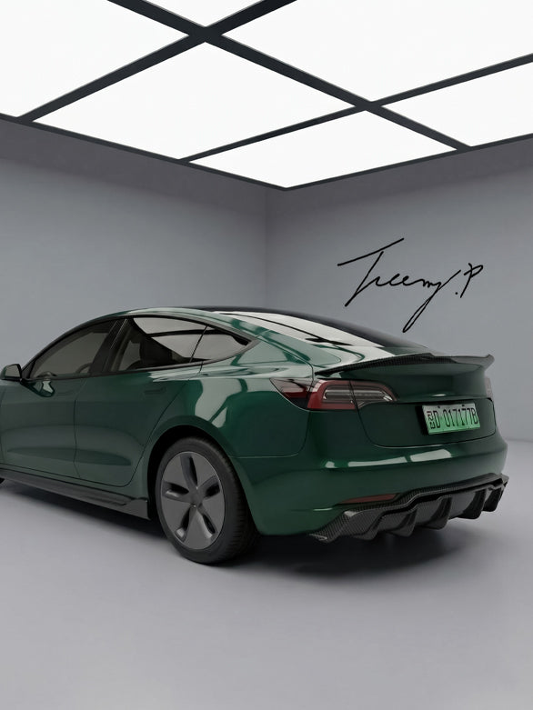 Tesla Model 3 carbon rear bumper diffuser 2017 to 2021
