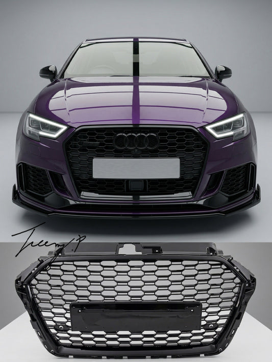 Audi S3 8V RS style gloss black honeycomb radiator bumper grille upgrade 2012–2016
