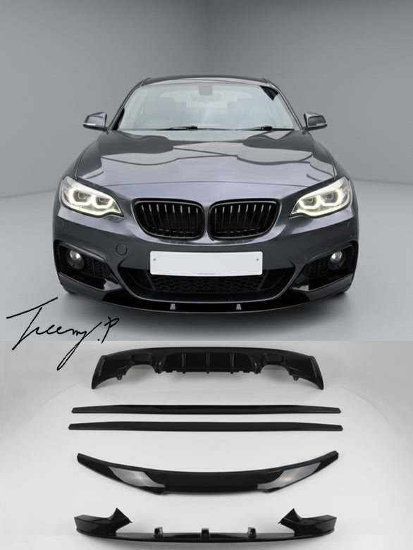 M Performance style front splitter, rear diffuser, and body kit installed on a 2014-2021 BMW 2 Series F22 Coupe / F23 Convertible
