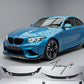 Carbon look front splitter, rear diffuser, side skirts, and trunk spoiler body kit installed on a 2016-2021 BMW M2 F87.