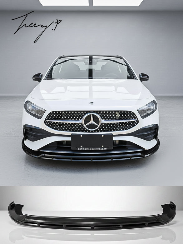 Mercedes-Benz A-Class W177 A180 A200 Sedan Hatchback 2024-2026 Gloss Black Four Piece Front Lip Splitter