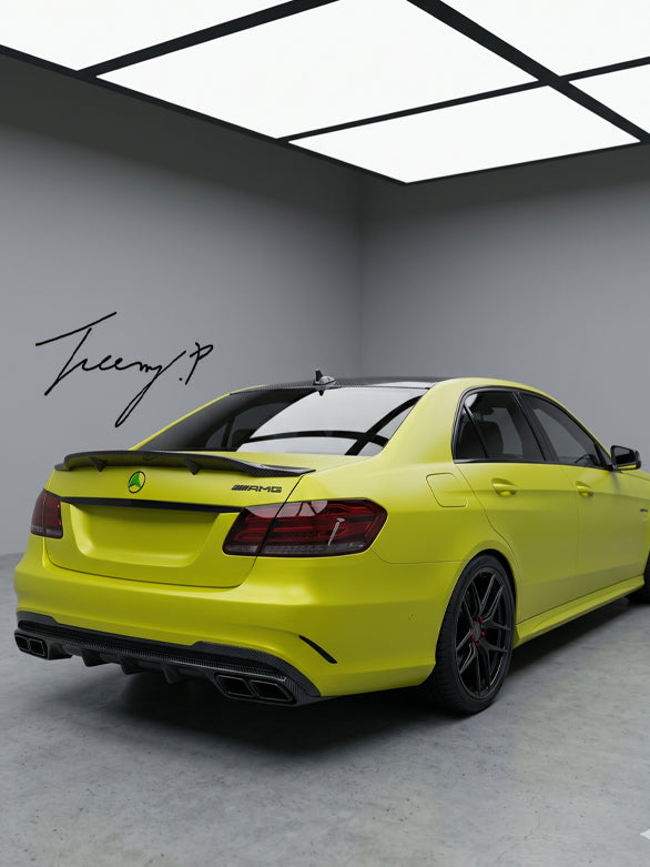 Gloss carbon effect RT style rear spoiler boot lip for Mercedes E Class E63 AMG W212 2010 to 2016
