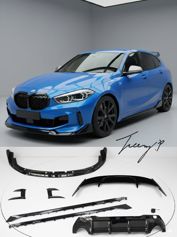 M Performance style front splitter, rear diffuser, and aero body kit installed on a 2019-2025 BMW 1 Series F40 120i