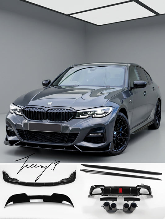 BMW 3 Series G21 M Performance body kit with front splitter diffuser and spoiler
