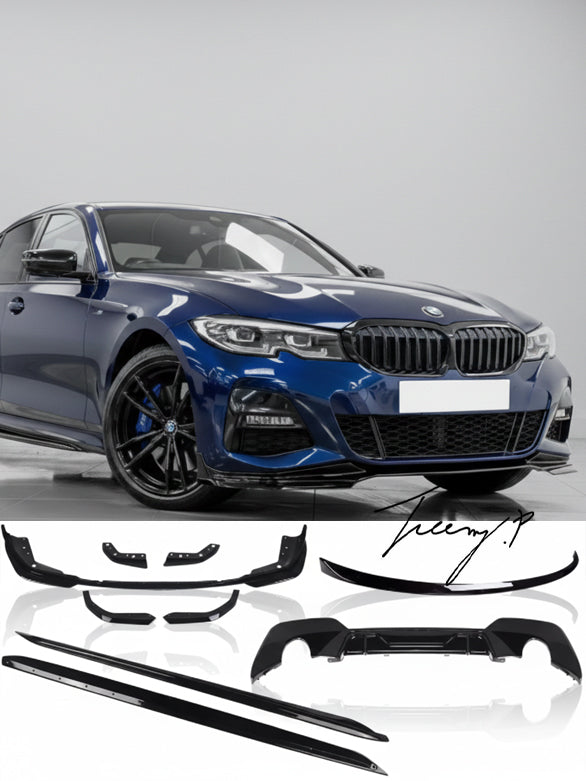 BMW 3 Series G20 M Performance body kit with front splitter and rear diffuser
