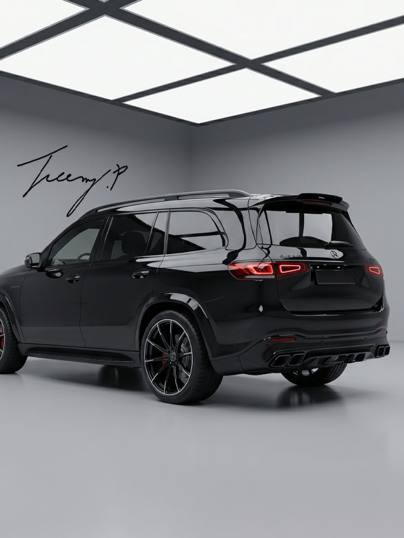 Mercedes GLS X167 gloss black B style rear roof spoiler