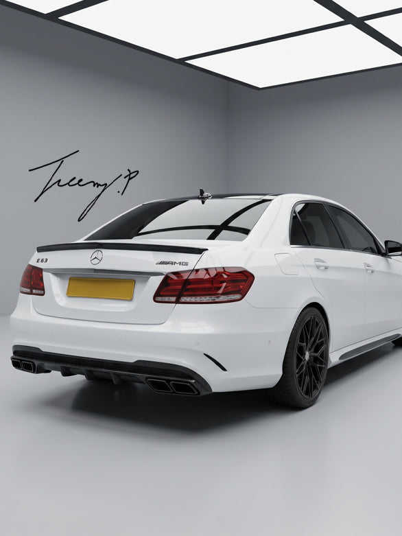 Gloss black AMG rear trunk boot lid lip spoiler for Mercedes E Class W212 2008 to 2015
