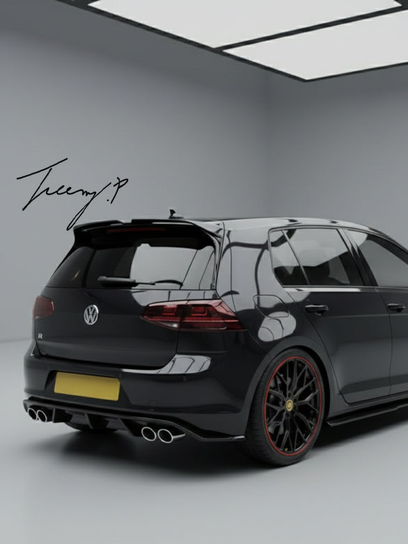 Volkswagen Golf MK7 MK7.5 R Line gloss black side skirt extension blade

