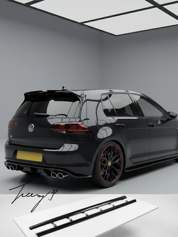 Volkswagen Golf MK7 MK7.5 R Line gloss black side skirt extension blade
