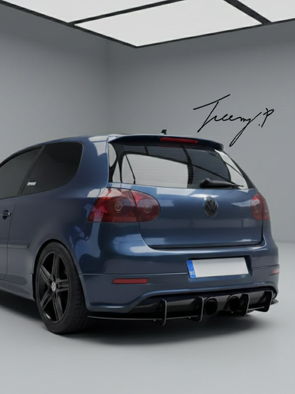 Volkswagen Golf 5 MK5 R32 gloss black rear bumper diffuser shark fin
