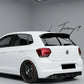 Gloss black rear bumper blade diffuser lip installed on a 2018-2022 Volkswagen Polo MK6 GTI (AW)
