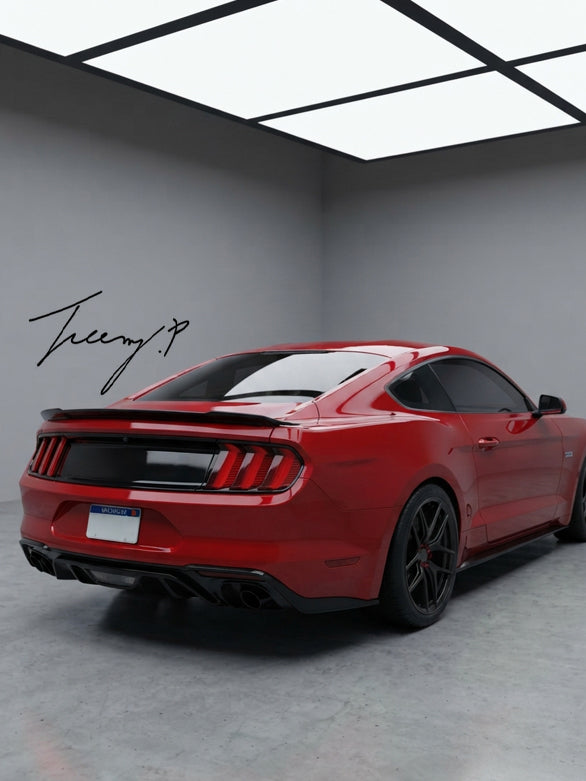 Ford Mustang S550 2015-2022 Coupe Convertible rear gloss black R Style boot spoiler wing