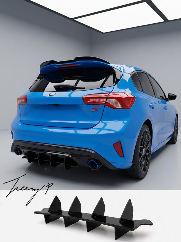 Ford Focus MK4 gloss black rear blade diffuser
