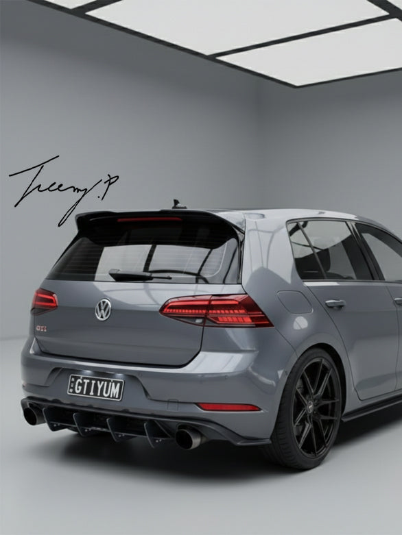 VW Golf GTI MK7.5 gloss black rear bumper diffuser spoiler blade style

