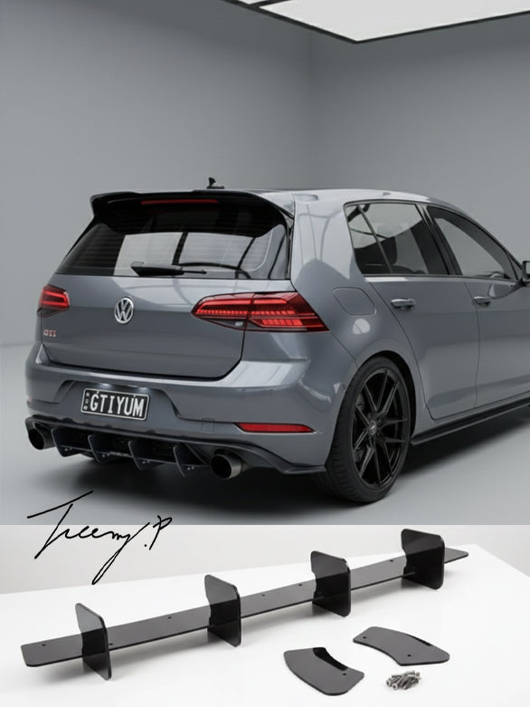 VW Golf GTI MK7.5 gloss black rear bumper diffuser spoiler blade style
