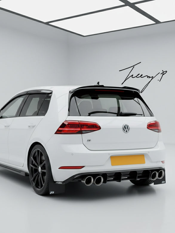 VW Golf R MK7.5 gloss black rear blade fin diffuser bumper spoiler
