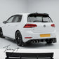 VW Golf R MK7.5 gloss black rear blade fin diffuser bumper spoiler
