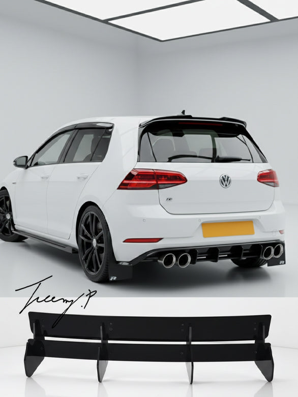VW Golf R MK7.5 gloss black rear blade fin diffuser bumper spoiler
