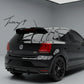 Gloss black Oettinger-style rear roof spoiler installed on a 2009-2017 Volkswagen Polo MK5 (6R / 6C / GTI / R)