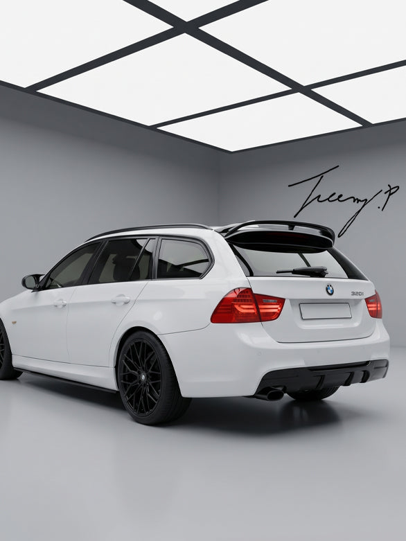 gloss black rear roof spoiler lip wing body kit for BMW 3 Series E91 touring estate 2005 to 2012
