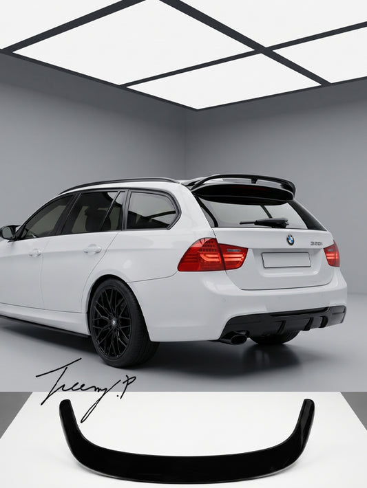 gloss black rear roof spoiler lip wing body kit for BMW 3 Series E91 touring estate 2005 to 2012

