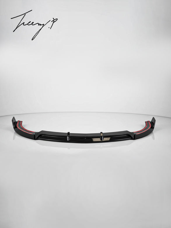 Gloss black AMG Line front splitter for Mercedes E-Class W213/C238 (2016–2020).