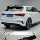 Gloss black Oettinger-style rear roof boot spoiler installed on a 2020-2026 Audi A3 8Y Hatchback