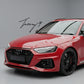 RS4-style gloss black honeycomb front radiator bumper grille installed on a 2016-2023 Audi A4 / S4 (B9 / B9.5)