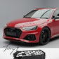RS4-style gloss black honeycomb front radiator bumper grille installed on a 2016-2023 Audi A4 / S4 (B9 / B9.5)