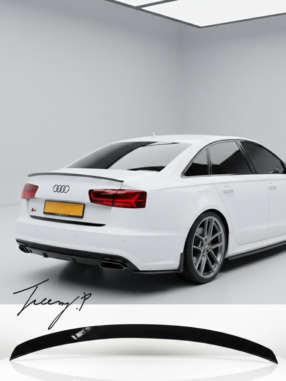 Audi A6 C7 rear boot trunk lip spoiler wing S3 style gloss black
