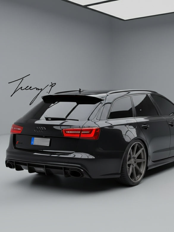 Audi A6 Avant gloss black rear roof boot spoiler wing