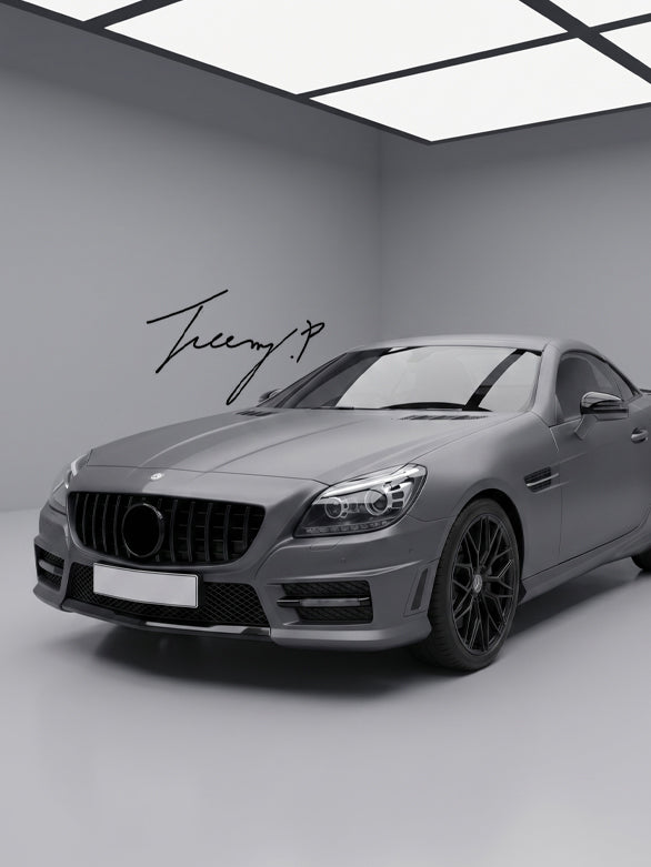 Black GT R AMG style front grille for Mercedes SLK R172 2011 to 2015
