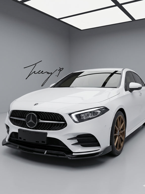 Mercedes A Class A200 sedan gloss black front lip splitter
