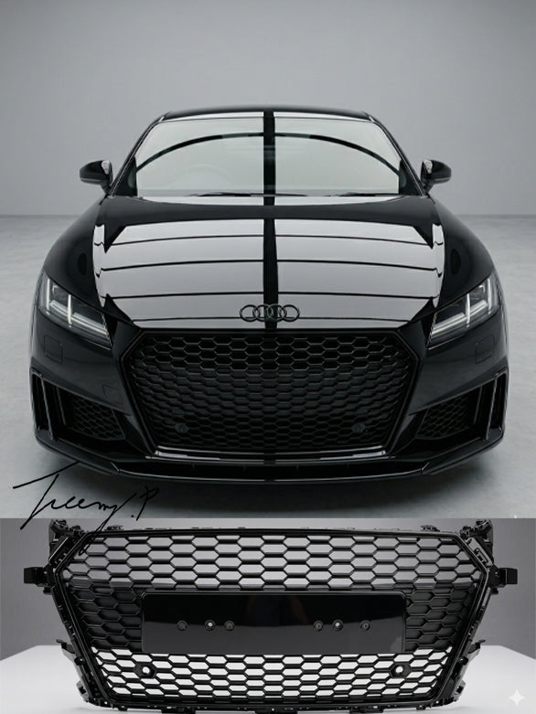 Audi TT 2014 to 2019 gloss black honeycomb RS style badgeless front grille

