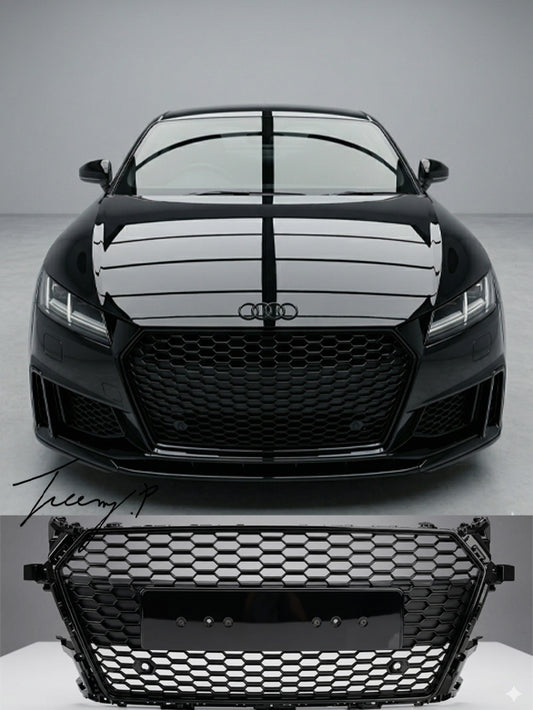 Audi TT 2014 to 2019 gloss black honeycomb RS style badgeless front grille
