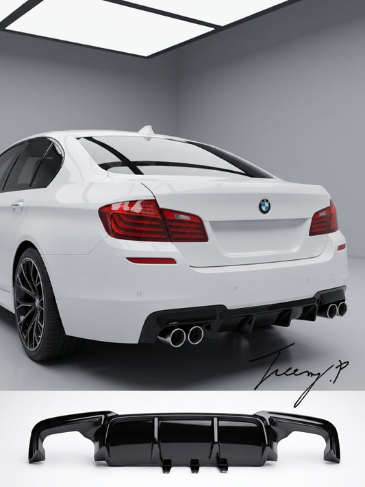 BMW 5 Series F10 2010-2016 M Performance Style Gloss Black Rear Bumper Diffuser