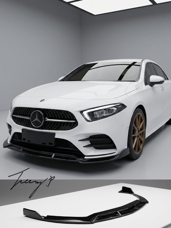 Mercedes A Class A200 sedan gloss black front lip splitter
