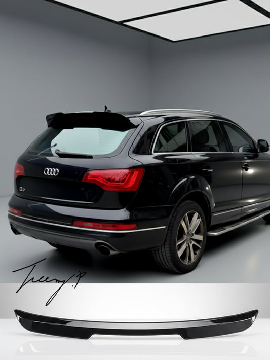 Gloss black rear roof boot spoiler wing lip installed on a 2009-2015 Audi Q7