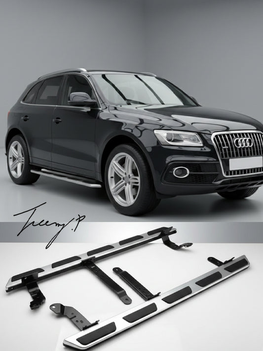 OEM-style integrated side step running board foot rails installed on a 2009-2016 Audi Q5