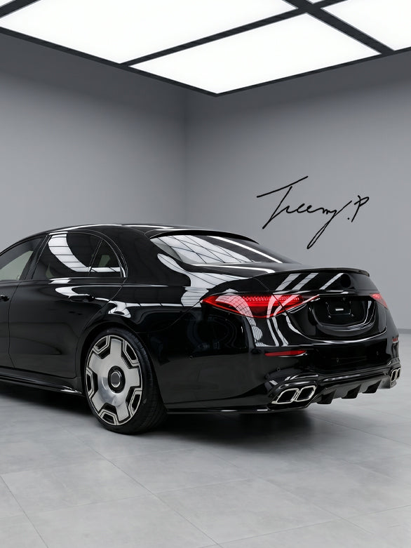 Gloss black rear boot trunk lip spoiler wing for Mercedes S Class W223 2020 and newer

