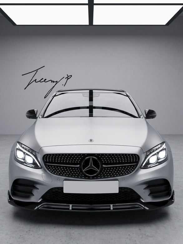 Mercedes C Class W206 AMG gloss black front lip splitter spoiler

