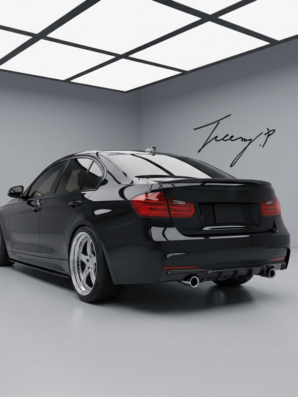 gloss black performance rear bumper diffuser for BMW 3 Series F30 F35 2012 to 2018
